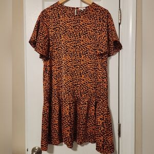 Orange and Navy Leopard Print Dress